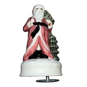 Vtg 1990 Fitz & Floyd  Santa Music Box Figurine “We Wish You A Merry Christmas”